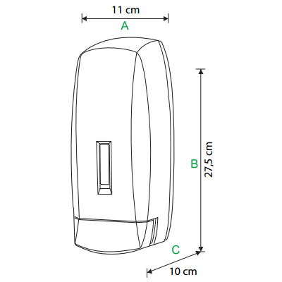 Plastikowy dozownik mydła w płynie 1000 ml WF - wymiary